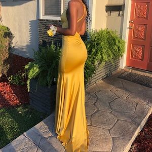 yellow gold prom dress